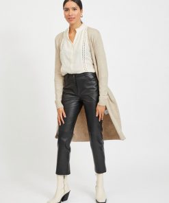 Vila Ril Long Knit Cardigan Natural Melange