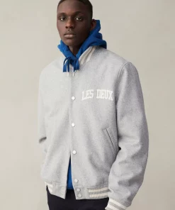 Les Deux Varsity Wool Jacket Light Grey Melange