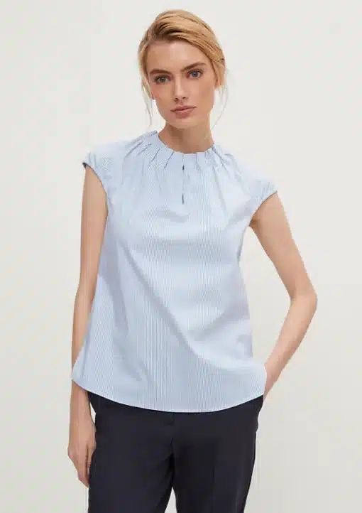 Comma, Blouse Stripe Top Sky Blue