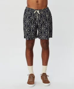 Les Deux Stan AOP Swim Shorts Dark Navy/Ivory