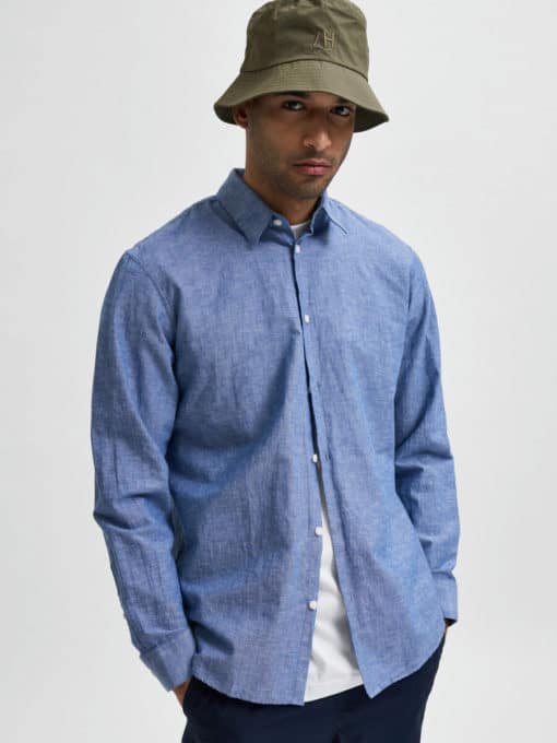 Selected Homme New Linen Shirt Blue