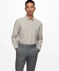 Only & Sons Caiden Life Linen Solid Shirt Chinchilla