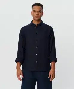 Les Deux Kristian Linen B.D. Shirt Dark Navy