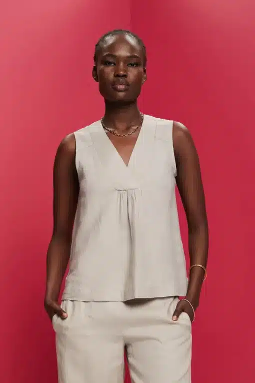 Esprit Linen Top Light Taupe