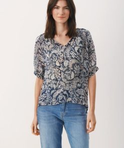 Part Two Popsy Blouse Midnight Navy Botanical