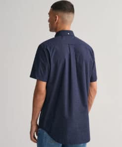 Gant Micro Dot Short Sleeve Poplin Shirt Evening Blue