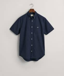 Gant Micro Dot Short Sleeve Poplin Shirt Evening Blue