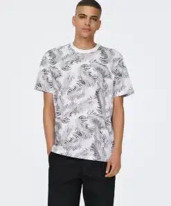 Only & Sons Perry Life Leaf T-shirt Bright White