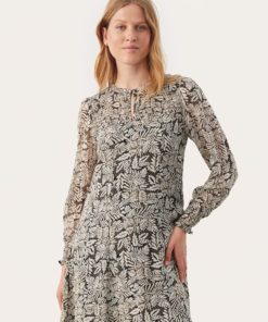 Part Two Rinette Dress Black Leaf Print