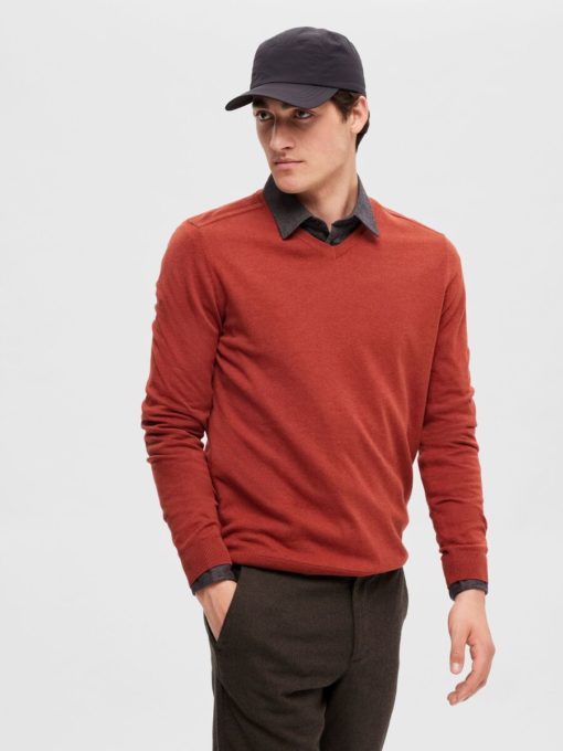 Selected Homme Berg V-Neck Knit Burnt Henna