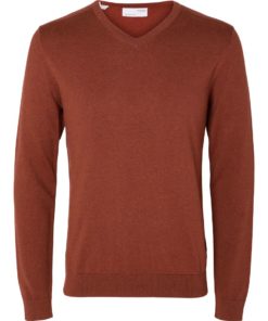 Selected Homme Berg V-Neck Knit Burnt Henna