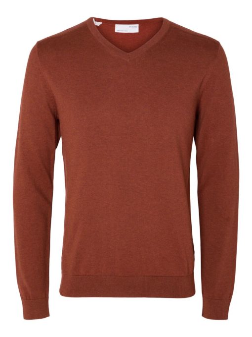 Selected Homme Berg V-Neck Knit Burnt Henna