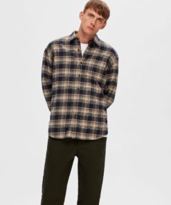 Selected Homme Flannel Shirt Sugar Almond