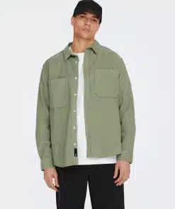 Only & Sons Solid Color Corduroy Shirt Green