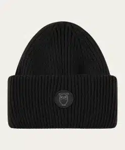 Knowledge Cotton Apparel Big Rib Beanie Black Jet