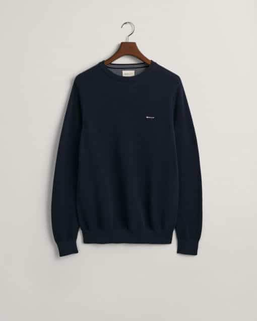 Gant Cotton Pique Sweater Evening Blue