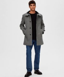 Selected Homme Wool Coat Light Grey Melange