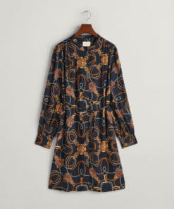 Gant Woman Rope Print Shirt Dress Evening Blue