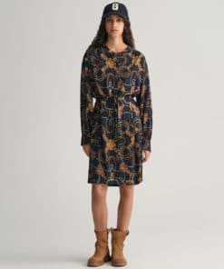 Gant Woman Rope Print Shirt Dress Evening Blue