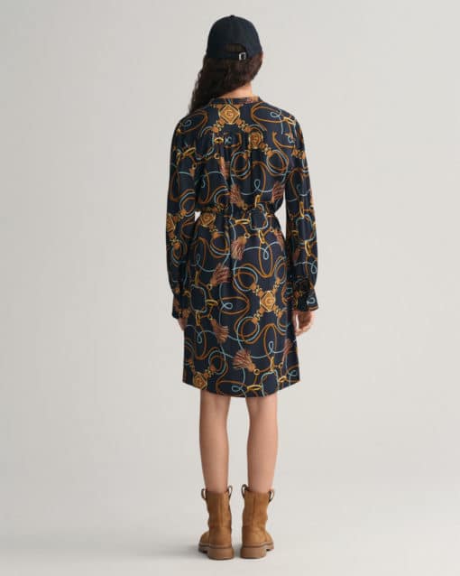 Gant Woman Rope Print Shirt Dress Evening Blue