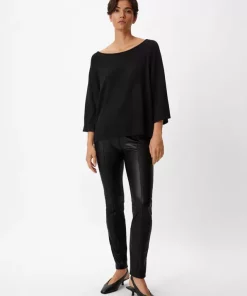 Comma, Faux Leather Trousers Black