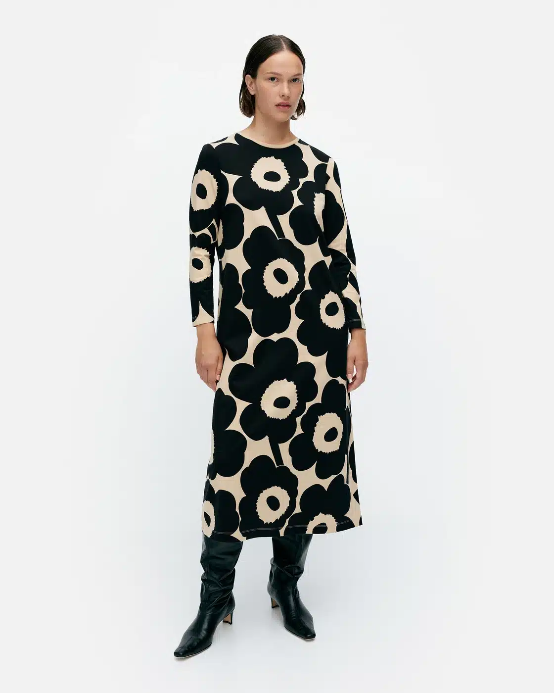 Marimekko Vesitse Unikko Long Sleeve Maxi Dress | Tangerine