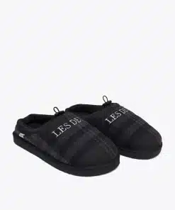 Les Deux Trey Wool Check Slipper Coffee Brown/Dark Grey