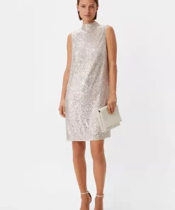 Comma, Sequin Dress Beige