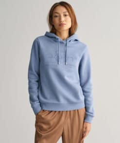 Gant Woman Tonal Shield Hoodie Crystal Blue