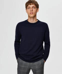 Selected Homme Berg Crew Neck Navy Blazer