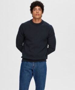 Selected Homme Dane Structured Crew Neck Knit Sky Captain