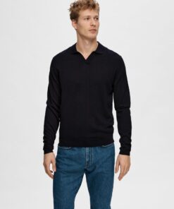 Selected Homme Town Knit Open Polo Sky Captain