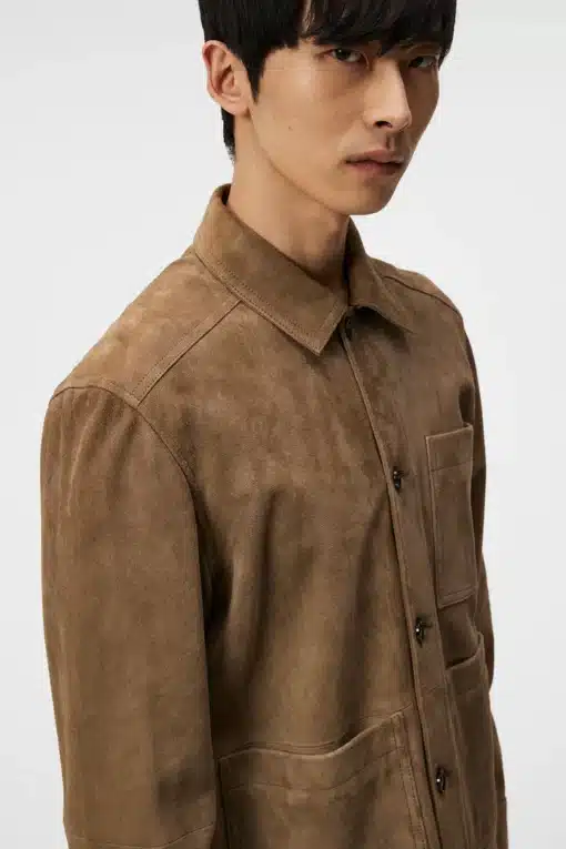 J.Lindeberg Walt Suede Overshirt Walnut