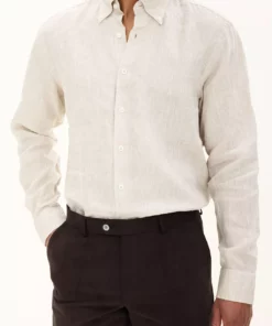 Oscar Jacobson Regular Fit Linen Shirt Beige