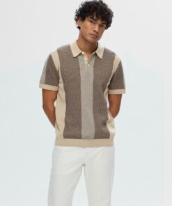 Selected Homme Mattis Knit Stripe Polo Pure Cashmere