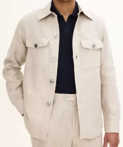 Oscar Jacobson Maverick Linen Overshirt Light Beige