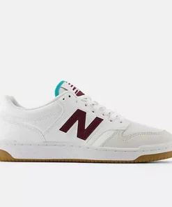 New Balance 480 White With Burgundy and Airyteal