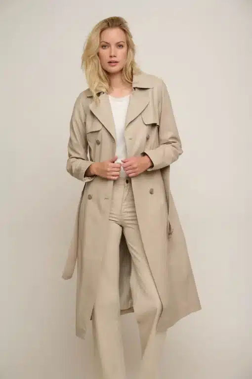 Rino & Pelle Edinia Leather Trenchcoat Salt
