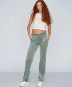 Juicy Couture Classic Velour Del Ray Pocket Pant Chinois Green