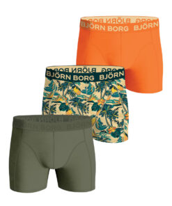 Björn Borg Cotton Stretch Boxer 3-pack Green, Print, Orange
