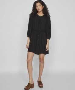 Vila Pricil Linen Blend Dress Black