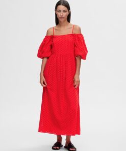 Selected Femme Anelli On Off Ankle Dress Flame Scarlett