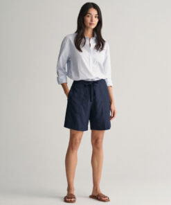 Gant Woman Relaxed Fit Tie Waist Shorts Evening Blue