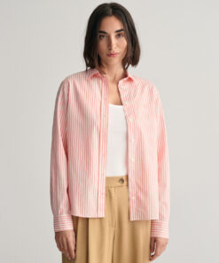 Gant Woman Poplin Striped Shirt Peachy Pink