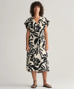 Gant Woman Palm Print Dress Soft Oat