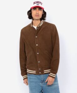 Schott Suede Varsity Jacket Light Brown