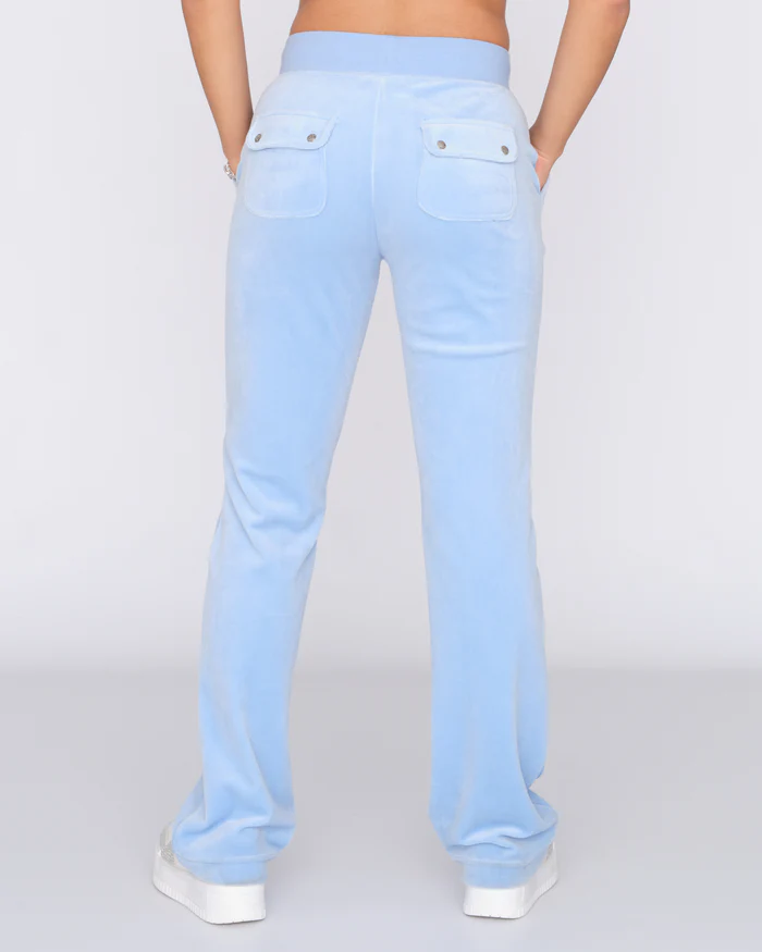 Juicy Couture Classic Velour Del Ray Pocket Pant Powder Blue Juicy Couture Classic Velour Del Ray Pocket Pant Powder Blue