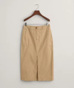 Gant Woman Chino Slit Skirt Dark Khaki