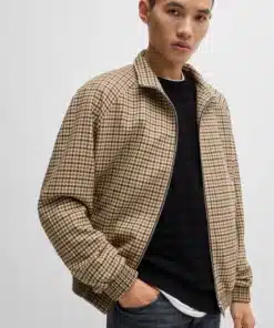 Hugo Keyn243X Houndstooth Jacket Dark Brown