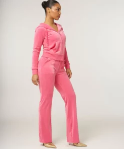 Juicy Couture Classic Velour Robertson Zip Hoodie Hot Pink